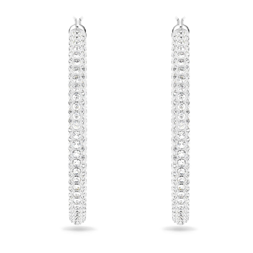 Swarovski Stone Hoop Earrings - White with Rhodium Plating 5389432