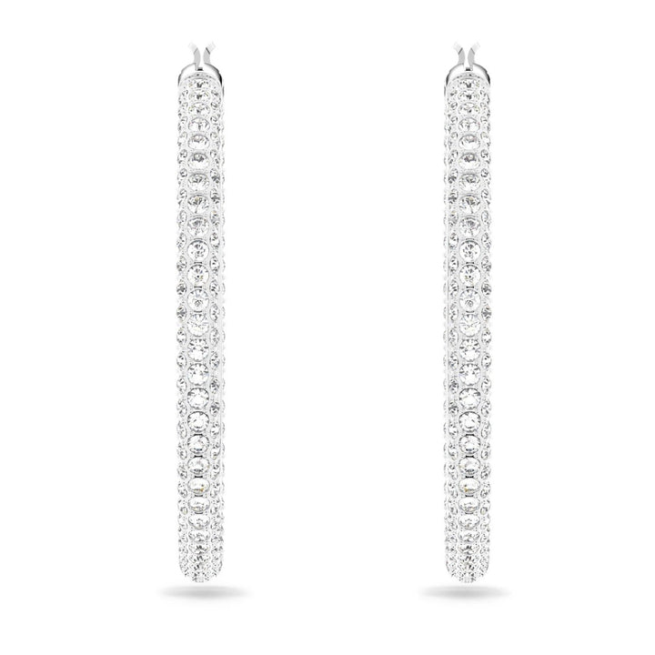 Swarovski Stone Hoop Earrings - White with Rhodium Plating 5389432