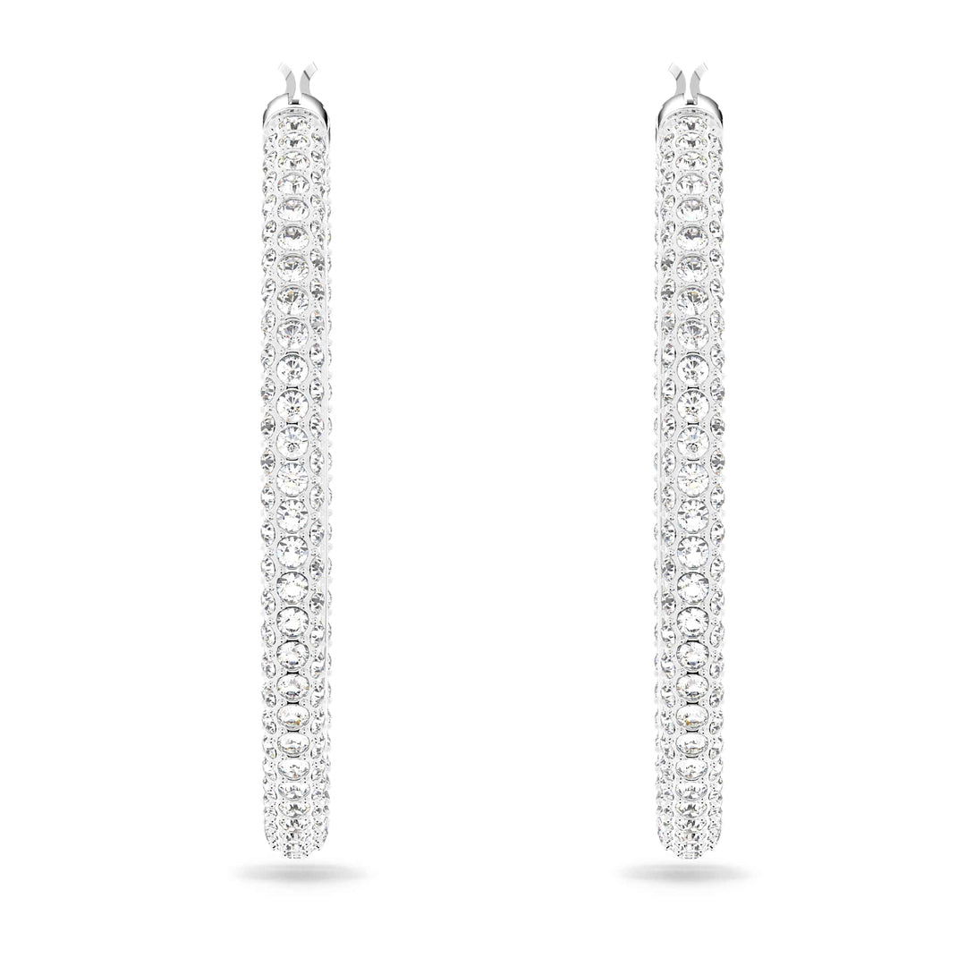 Niche Jewellery Swarovski Stone Hoop Earrings - White with Rhodium Plating detail