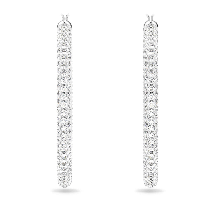 Niche Jewellery Swarovski Stone Hoop Earrings - White with Rhodium Plating detail