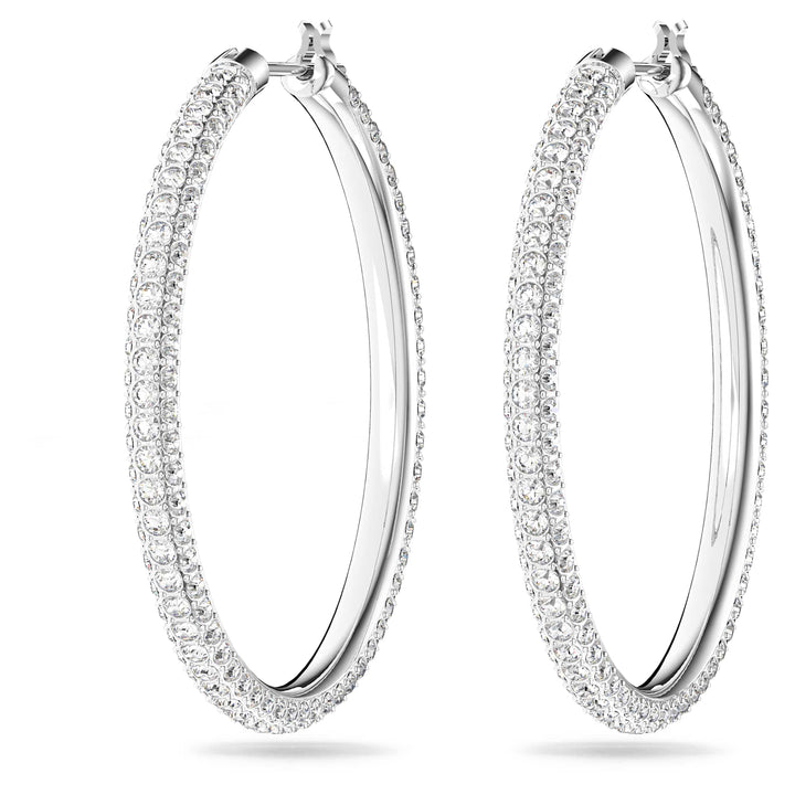 Niche Jewellery Swarovski Stone Hoop Earrings - White with Rhodium Plating detail