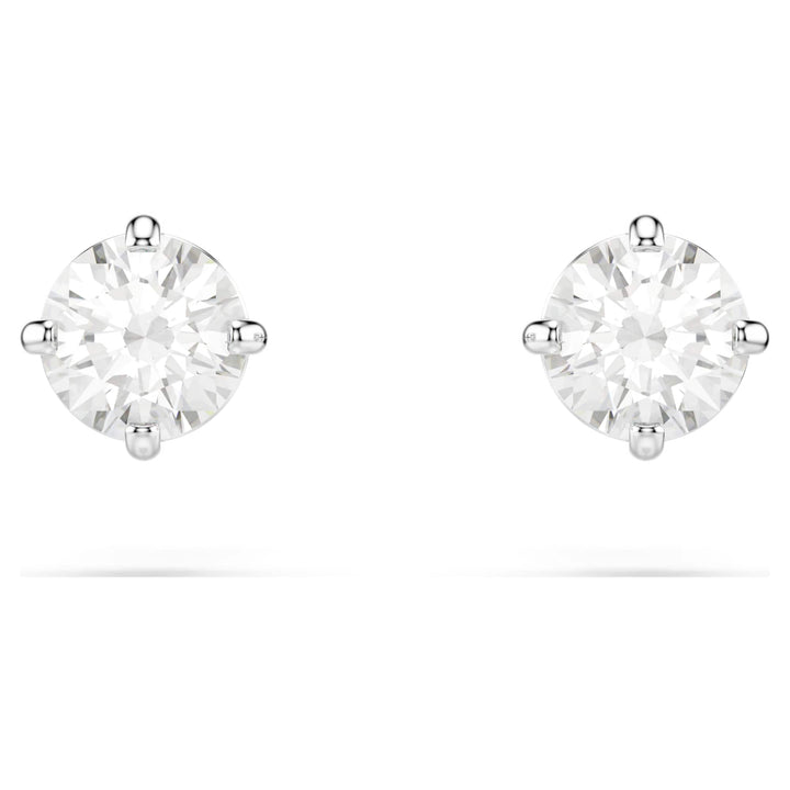 Niche Jewellery Swarovski Attract Round Pierced Earrings - White with Rhodium Plating