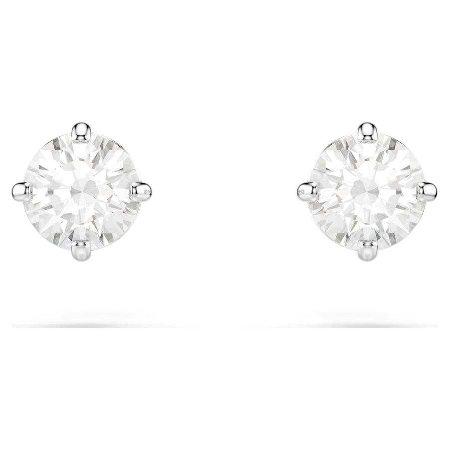 Niche Jewellery Swarovski Attract Round Pierced Earrings - White with Rhodium Plating