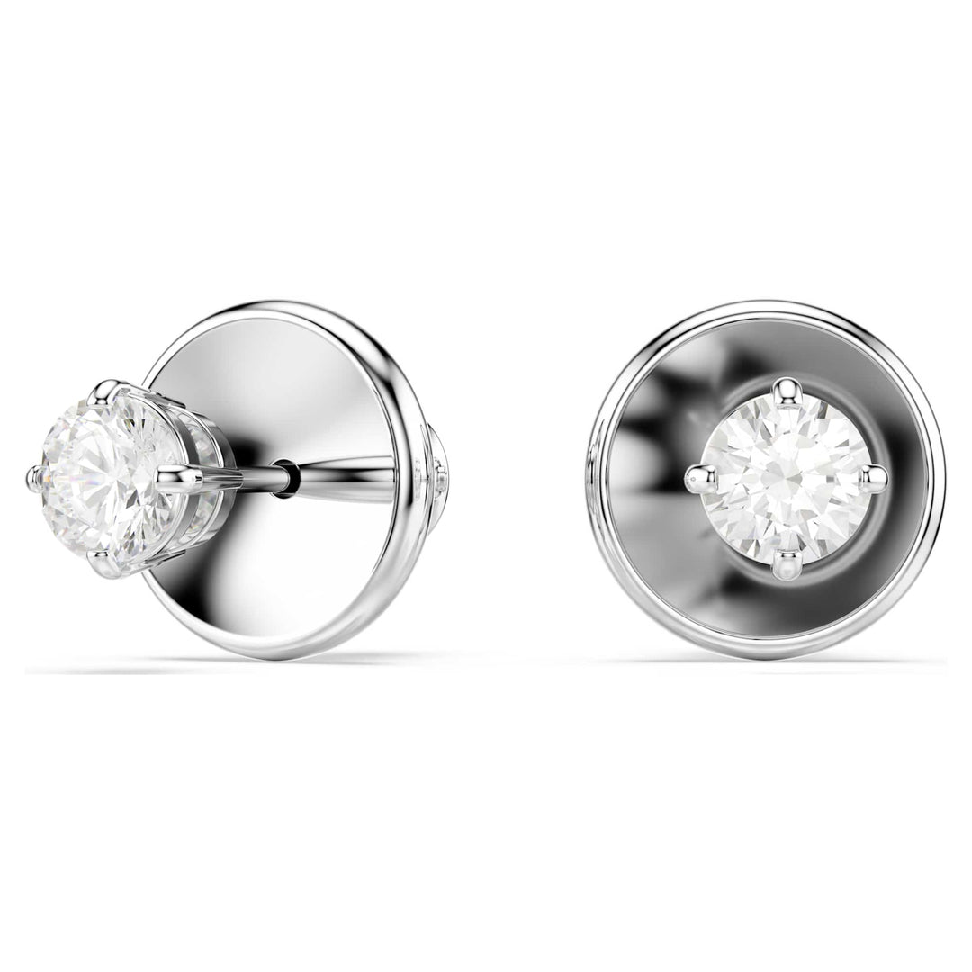 Niche Jewellery Swarovski Attract Round Pierced Earrings - White with Rhodium Plating detail