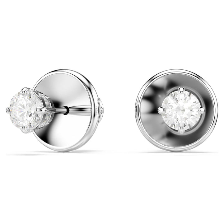 Niche Jewellery Swarovski Attract Round Pierced Earrings - White with Rhodium Plating detail