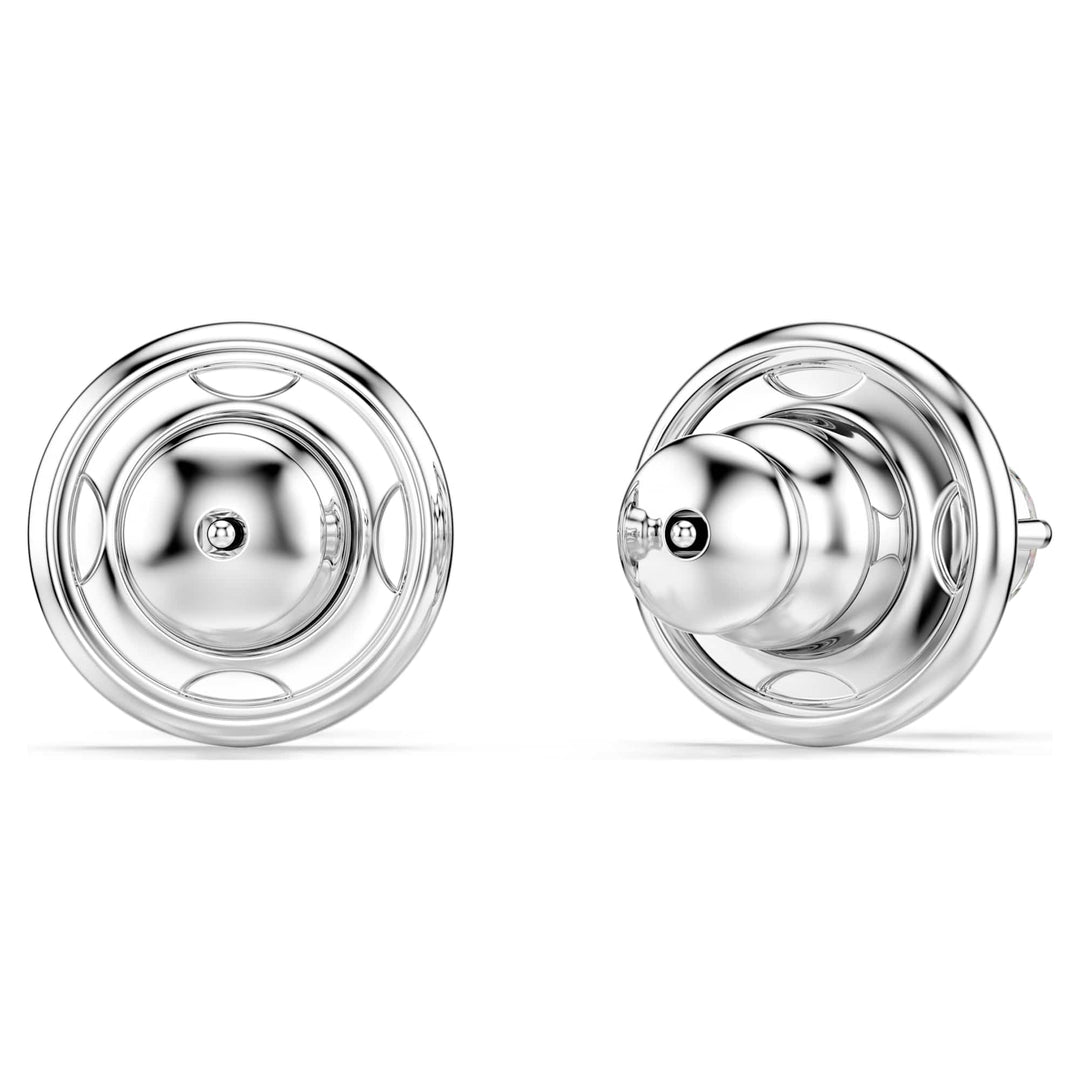Niche Jewellery Swarovski Attract Round Pierced Earrings - White with Rhodium Plating detail