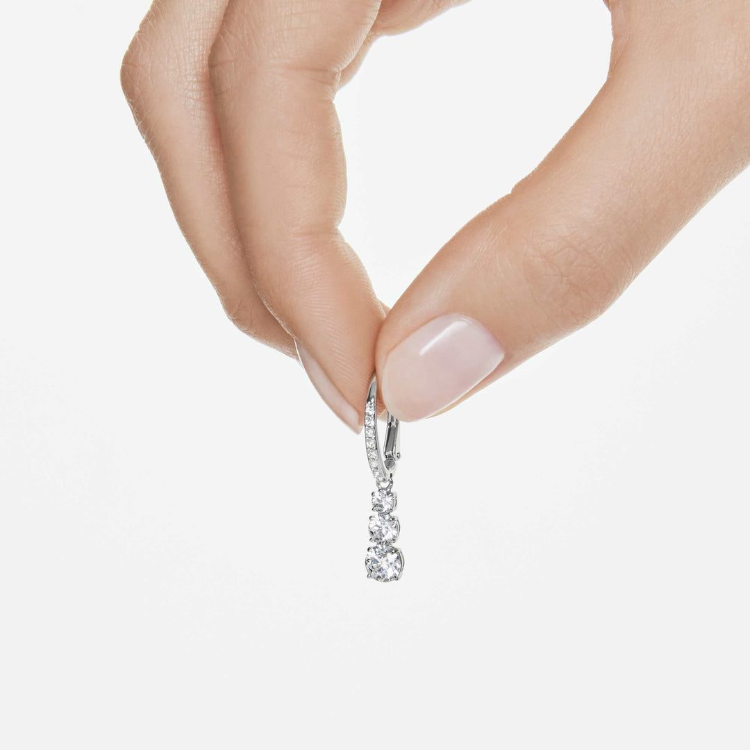 Niche Jewellery Swarovski Attract Trilogy Round Pierced Earrings - White with Rhodium Plating detail