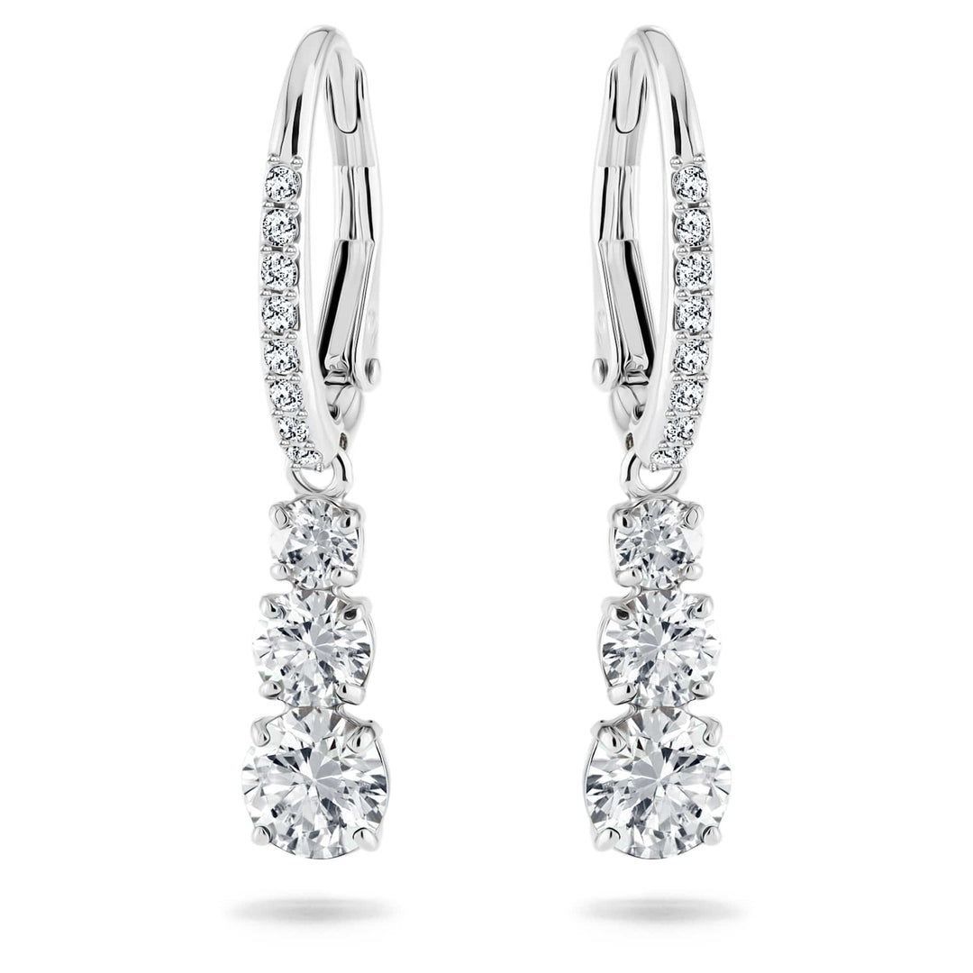 Niche Jewellery Swarovski Attract Trilogy Round Pierced Earrings - White with Rhodium Plating