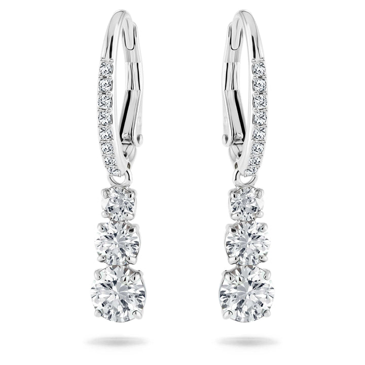 Niche Jewellery Swarovski Attract Trilogy Round Pierced Earrings - White with Rhodium Plating