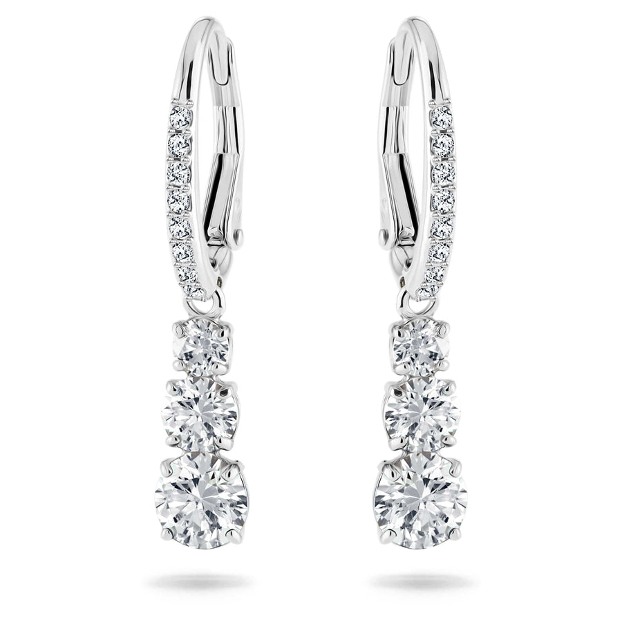 Niche Jewellery Swarovski Attract Trilogy Round Pierced Earrings - White with Rhodium Plating