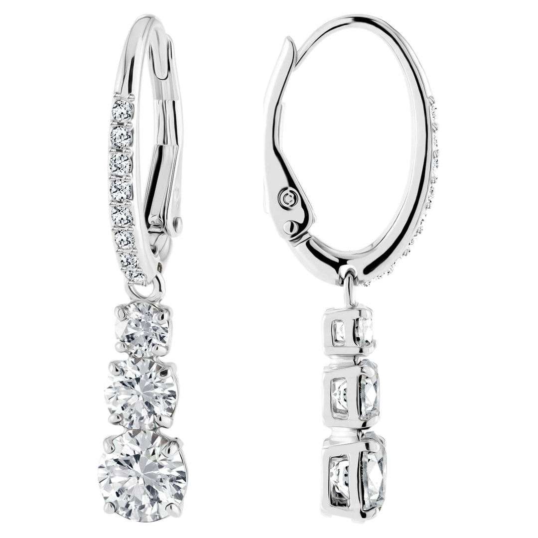 Niche Jewellery Swarovski Attract Trilogy Round Pierced Earrings - White with Rhodium Plating detail