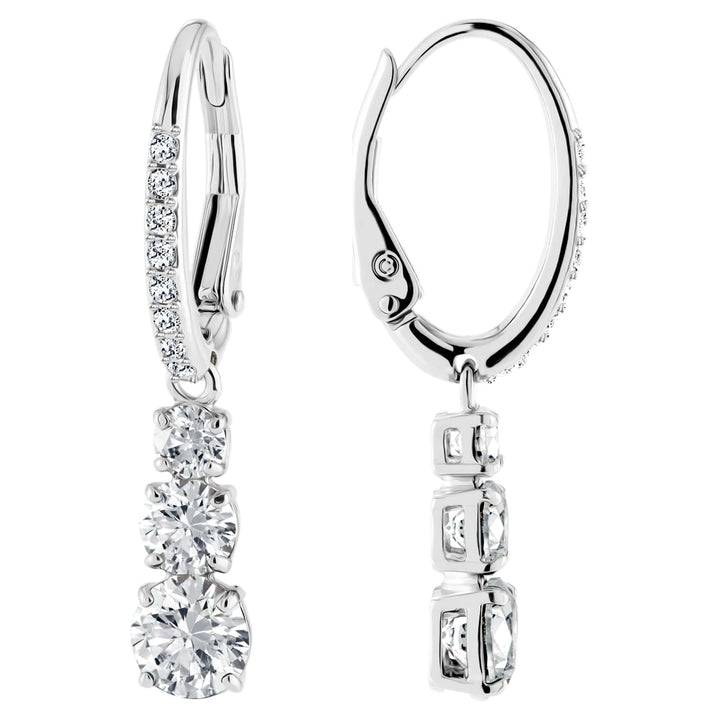Niche Jewellery Swarovski Attract Trilogy Round Pierced Earrings - White with Rhodium Plating detail