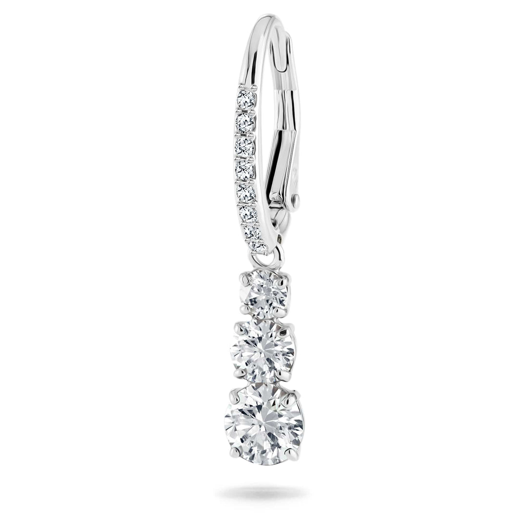 Niche Jewellery Swarovski Attract Trilogy Round Pierced Earrings - White with Rhodium Plating detail