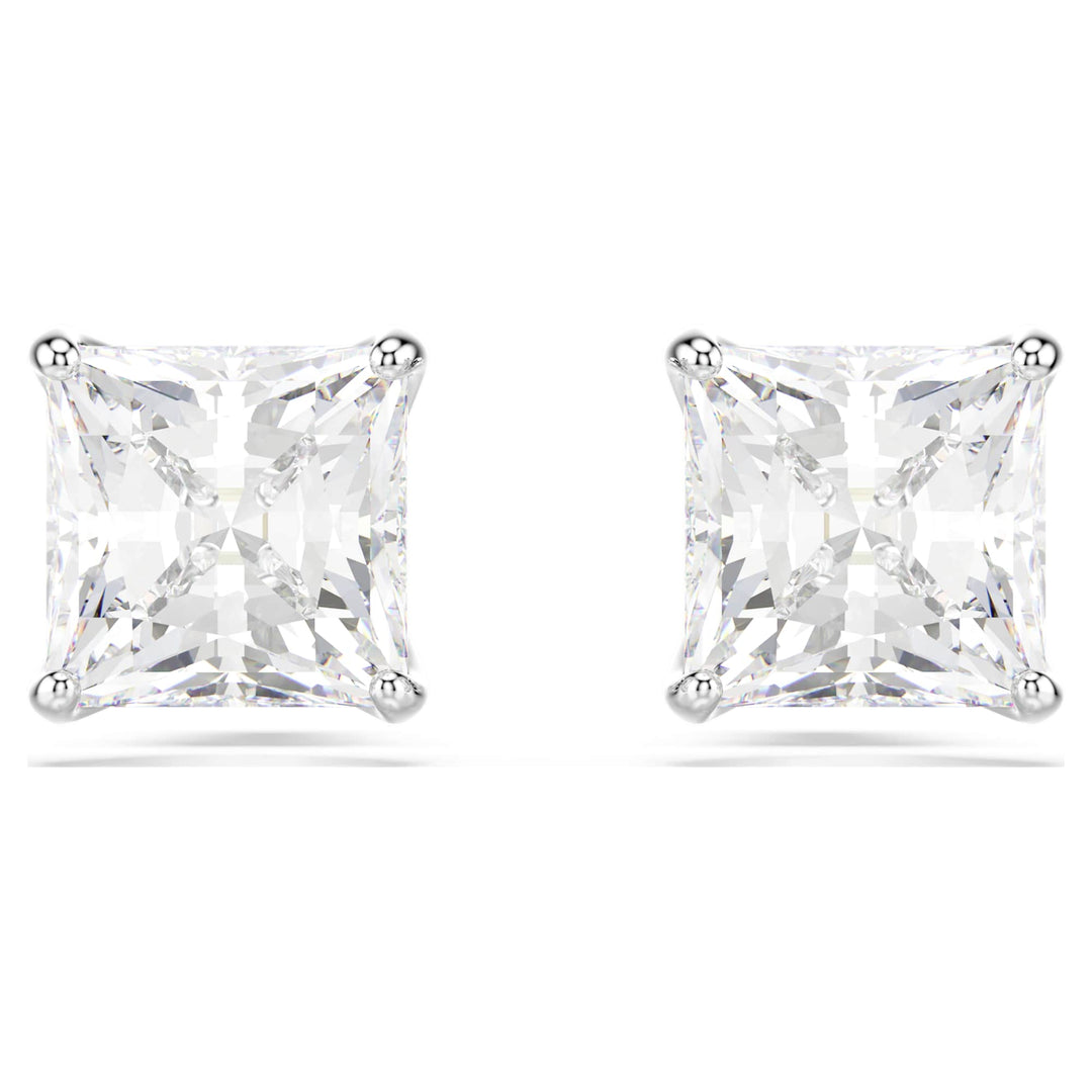 Niche Jewellery Swarovski Attract Square Stud Earrings - White with Rhodium Plating