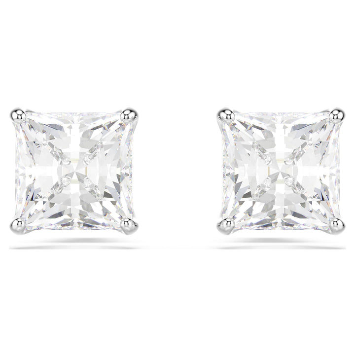 Niche Jewellery Swarovski Attract Square Stud Earrings - White with Rhodium Plating
