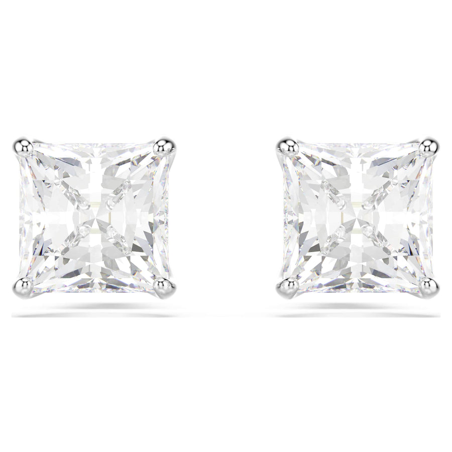 Niche Jewellery Swarovski Attract Square Stud Earrings - White with Rhodium Plating