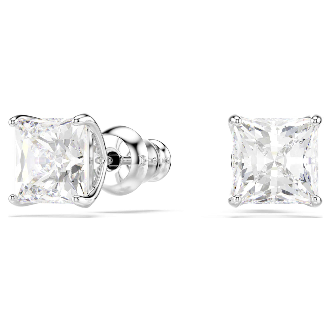 Niche Jewellery Swarovski Attract Square Stud Earrings - White with Rhodium Plating detail