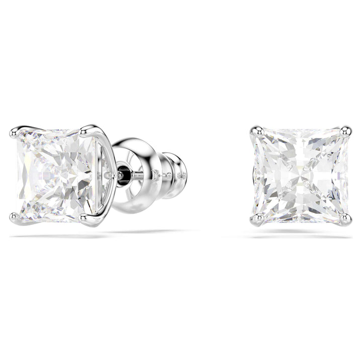 Niche Jewellery Swarovski Attract Square Stud Earrings - White with Rhodium Plating detail