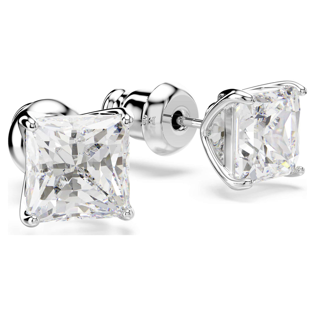 Niche Jewellery Swarovski Attract Square Stud Earrings - White with Rhodium Plating detail