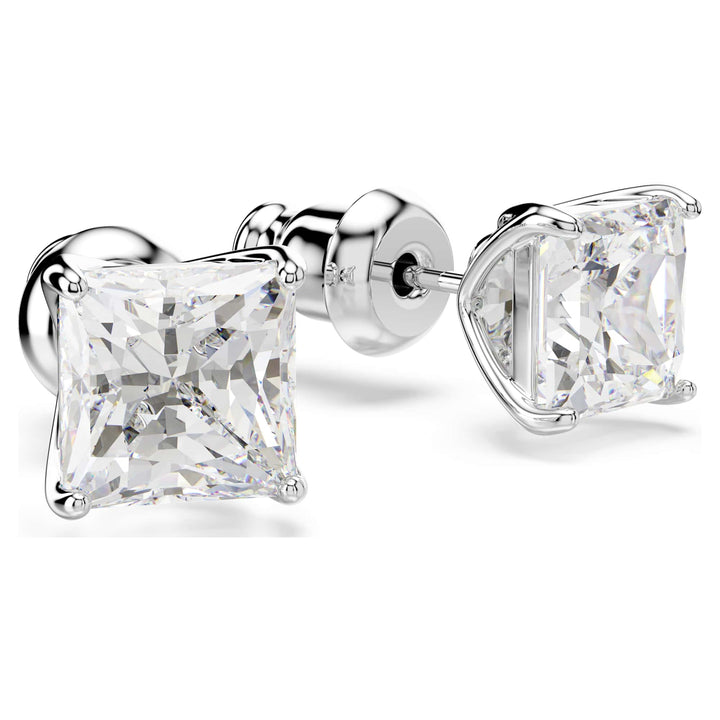 Niche Jewellery Swarovski Attract Square Stud Earrings - White with Rhodium Plating detail