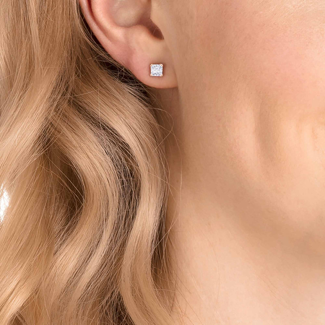 Niche Jewellery Swarovski Attract Pierced Earrings - White with Rose Gold Plating detail