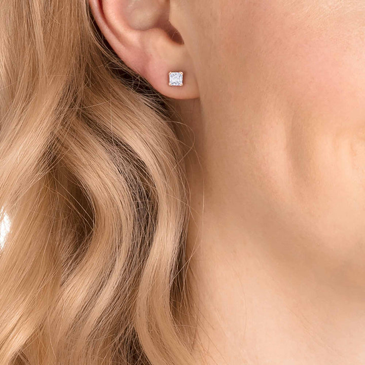 Niche Jewellery Swarovski Attract Pierced Earrings - White with Rose Gold Plating detail
