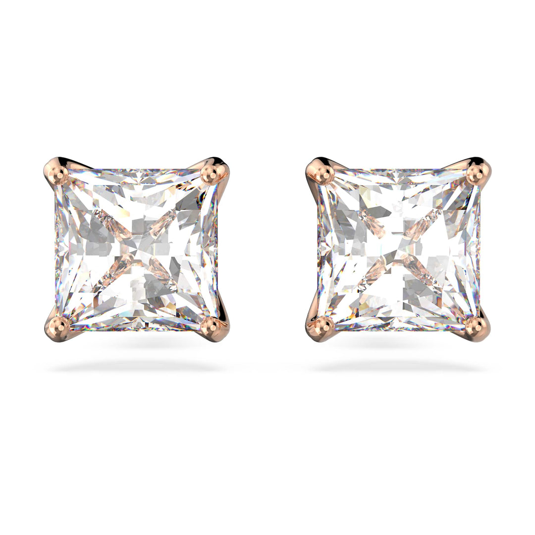 Niche Jewellery Swarovski Attract Pierced Earrings - White with Rose Gold Plating