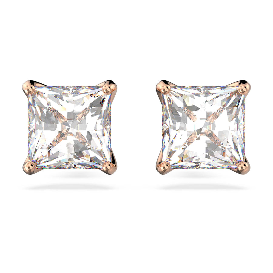 Niche Jewellery Swarovski Attract Pierced Earrings - White with Rose Gold Plating