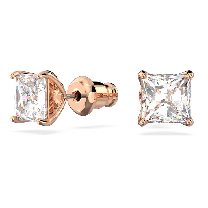Niche Jewellery Swarovski Attract Pierced Earrings - White with Rose Gold Plating detail
