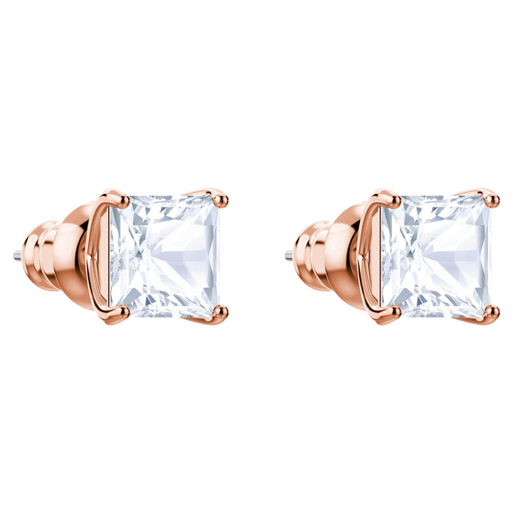 Niche Jewellery Swarovski Attract Pierced Earrings - White with Rose Gold Plating detail