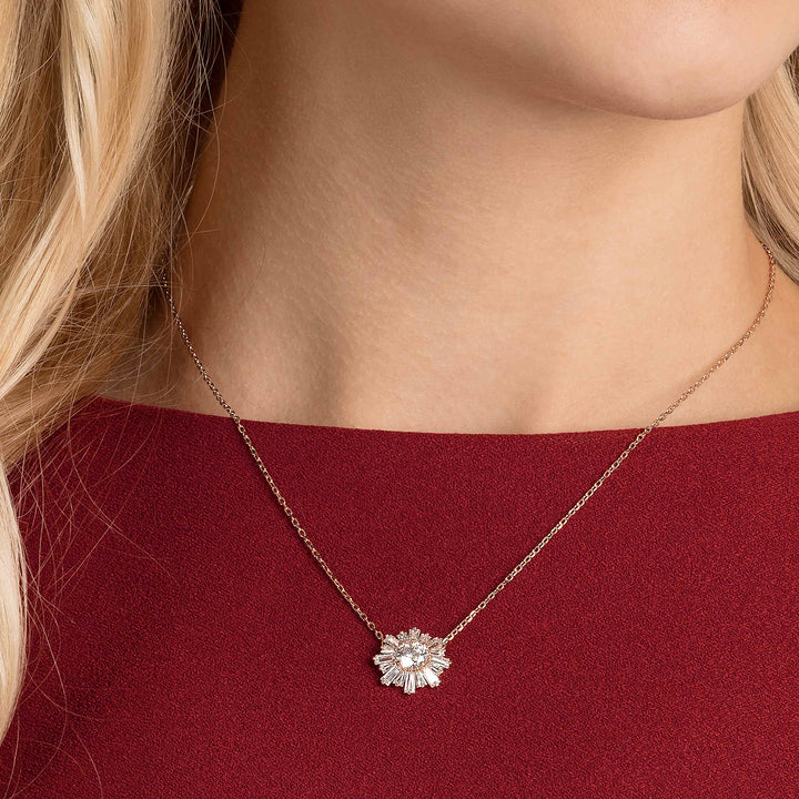 Niche Jewellery Swarovski Sunshine Pendant - White with Rose Gold Plating detail
