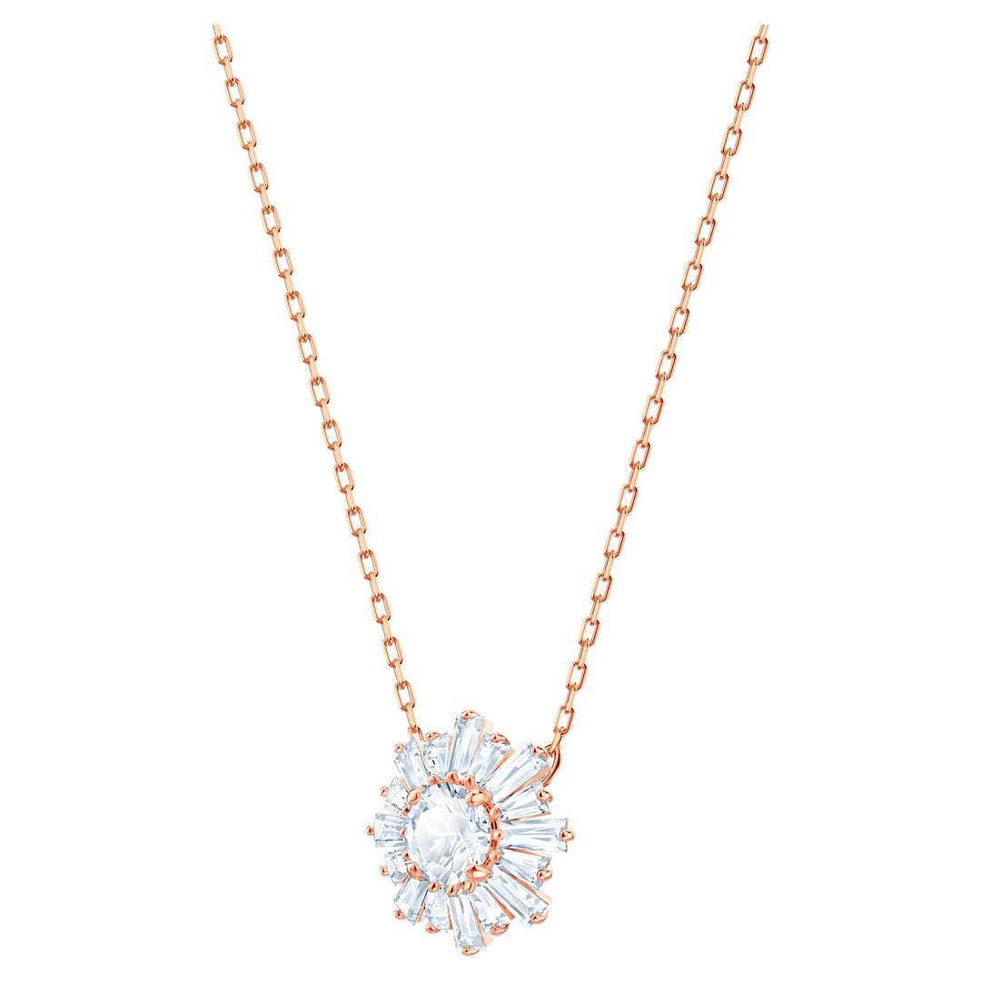 Niche Jewellery Swarovski Sunshine Pendant - White with Rose Gold Plating detail