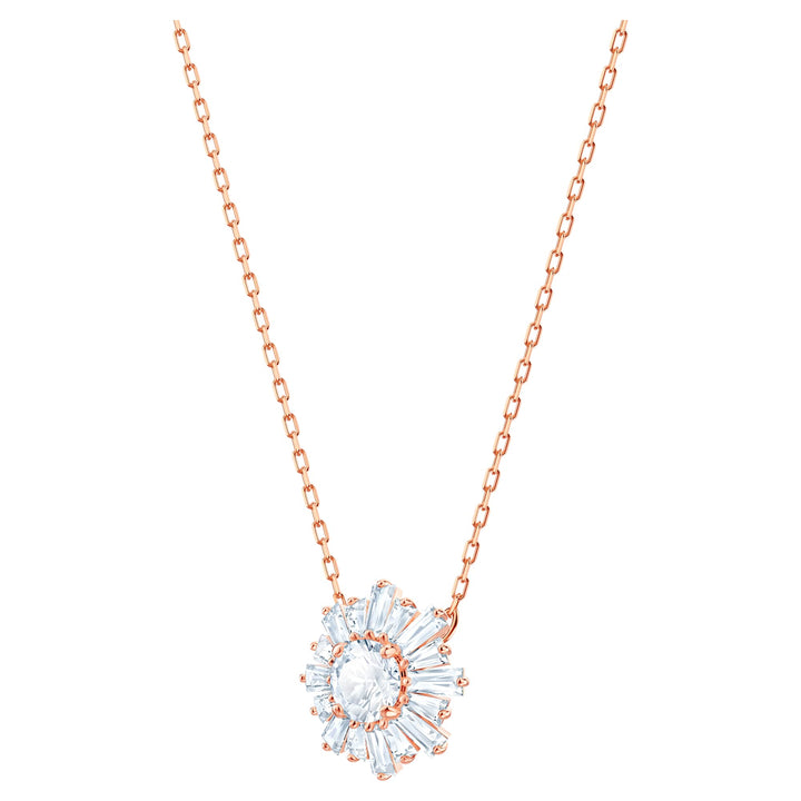 Niche Jewellery Swarovski Sunshine Pendant - White with Rose Gold Plating detail
