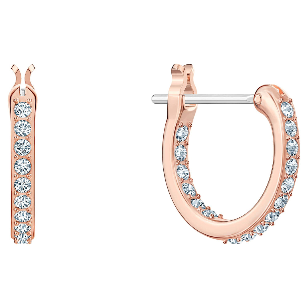 Niche Jewellery Swarovski Symbolic Star Hoop Pierced Earrings - White with Rose Gold Plating detail