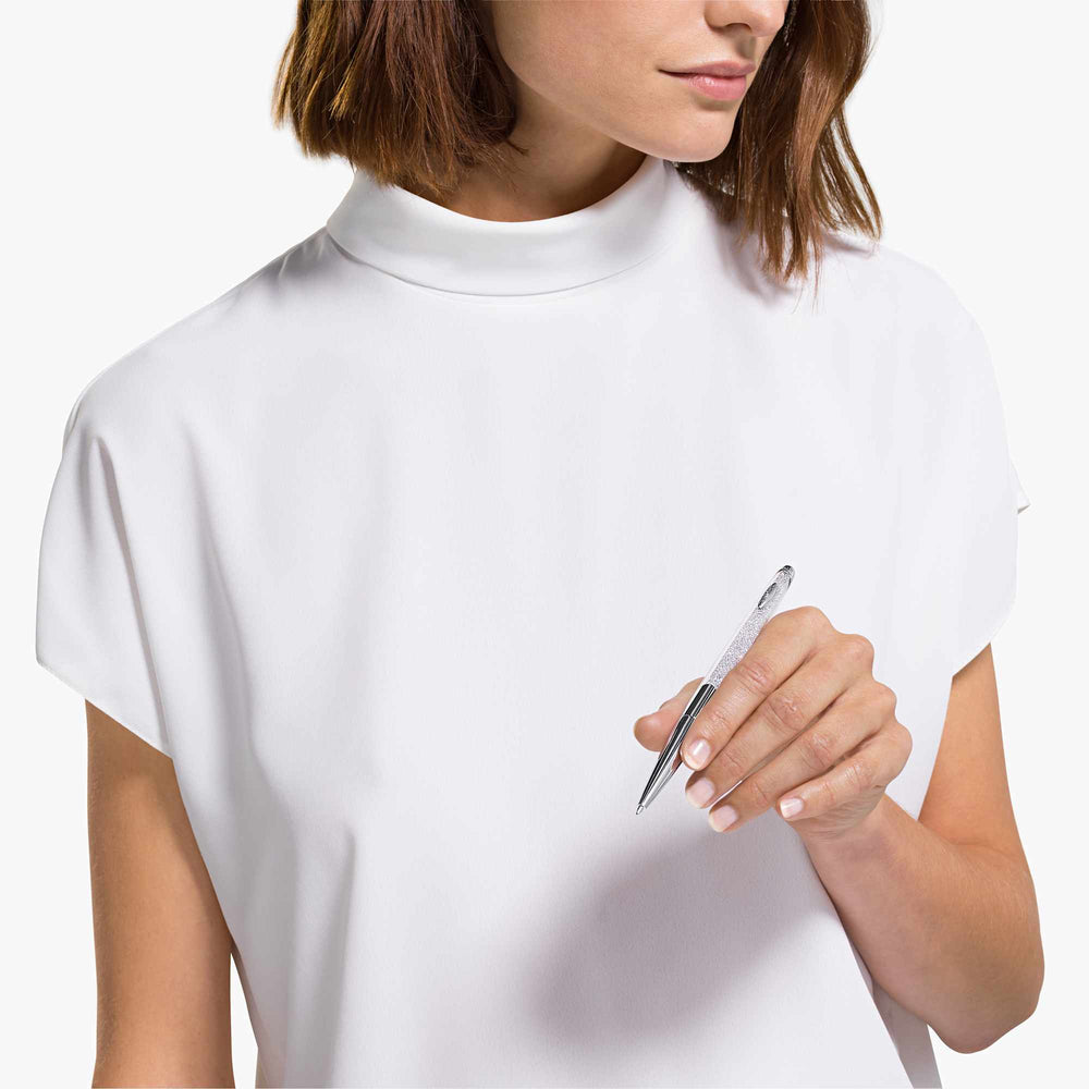 Niche Jewellery Swarovski Crystalline Nova Ballpoint Pen in White - Chrome Plated detail