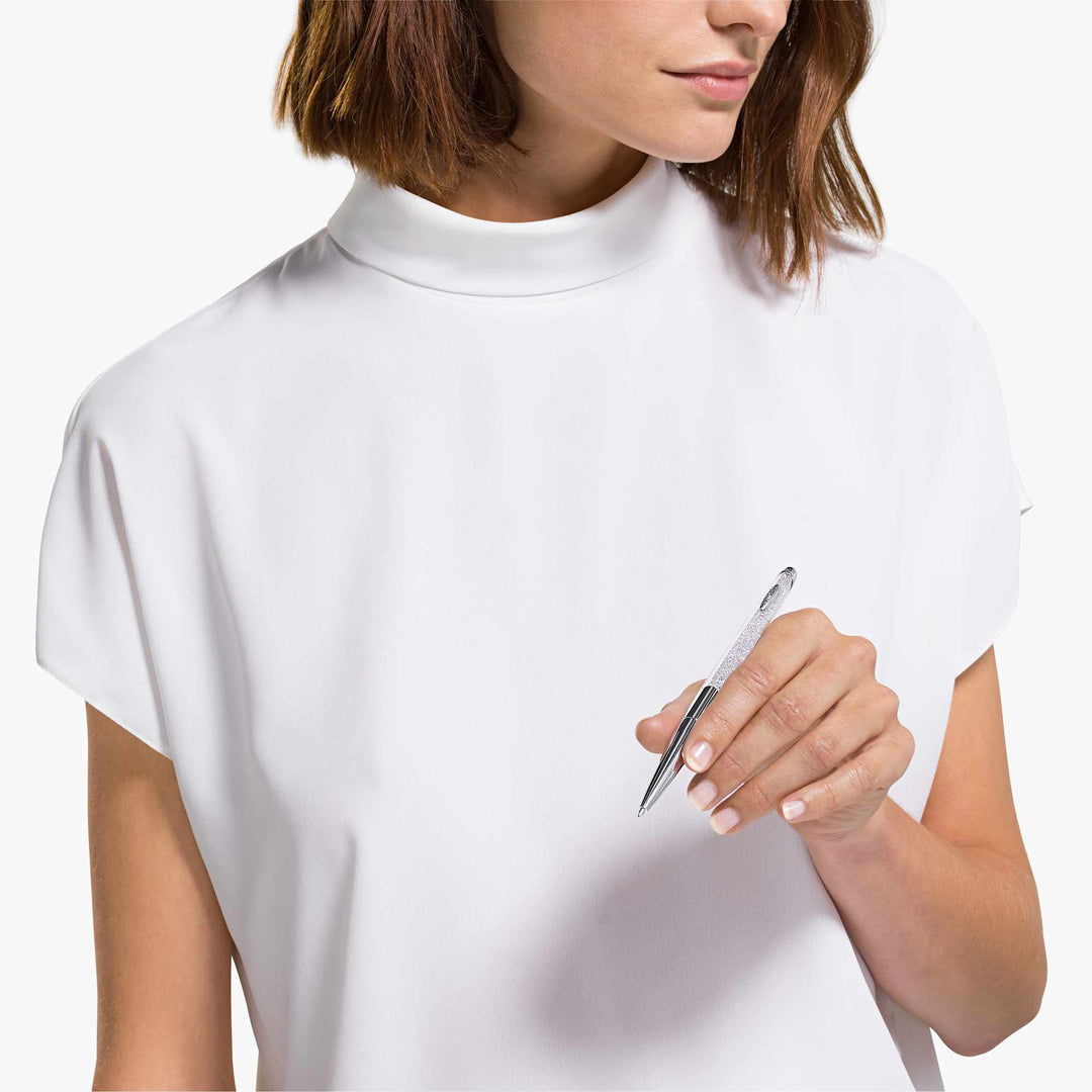 Niche Jewellery Swarovski Crystalline Nova Ballpoint Pen in White - Chrome Plated detail