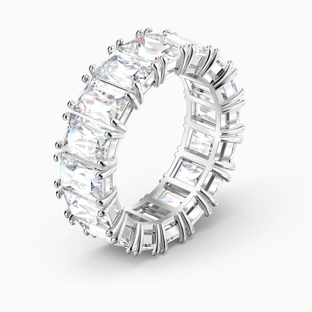 Swarovski Vittore Wide Ring - White with Rhodium Plating