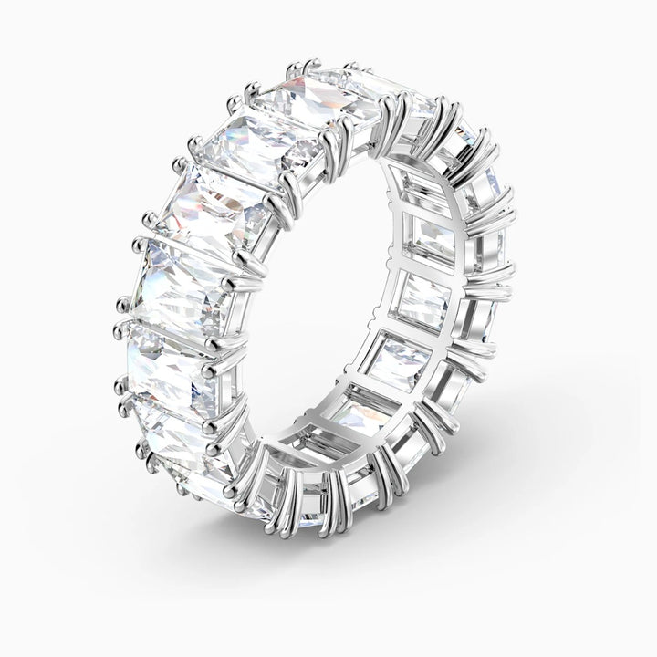 Swarovski Vittore Wide Ring - White with Rhodium Plating