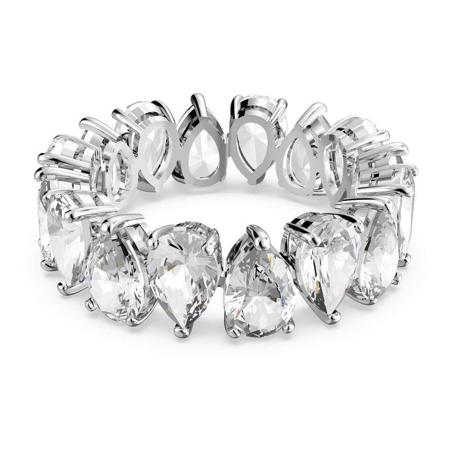 Niche Jewellery Swarovski Vittore Pear Ring - White with Rhodium Plating