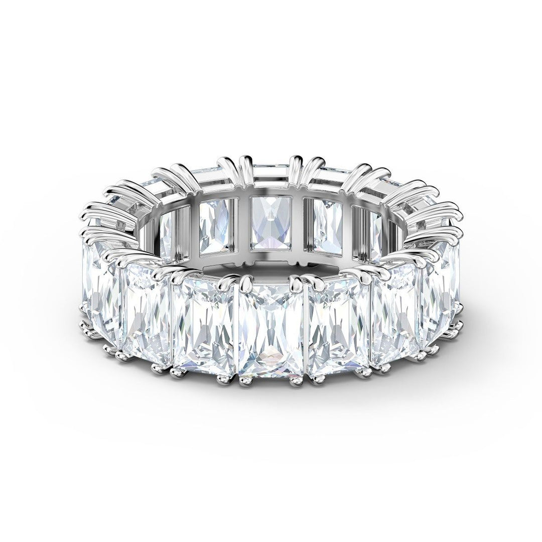 Swarovski Vittore Wide Ring - White with Rhodium Plating