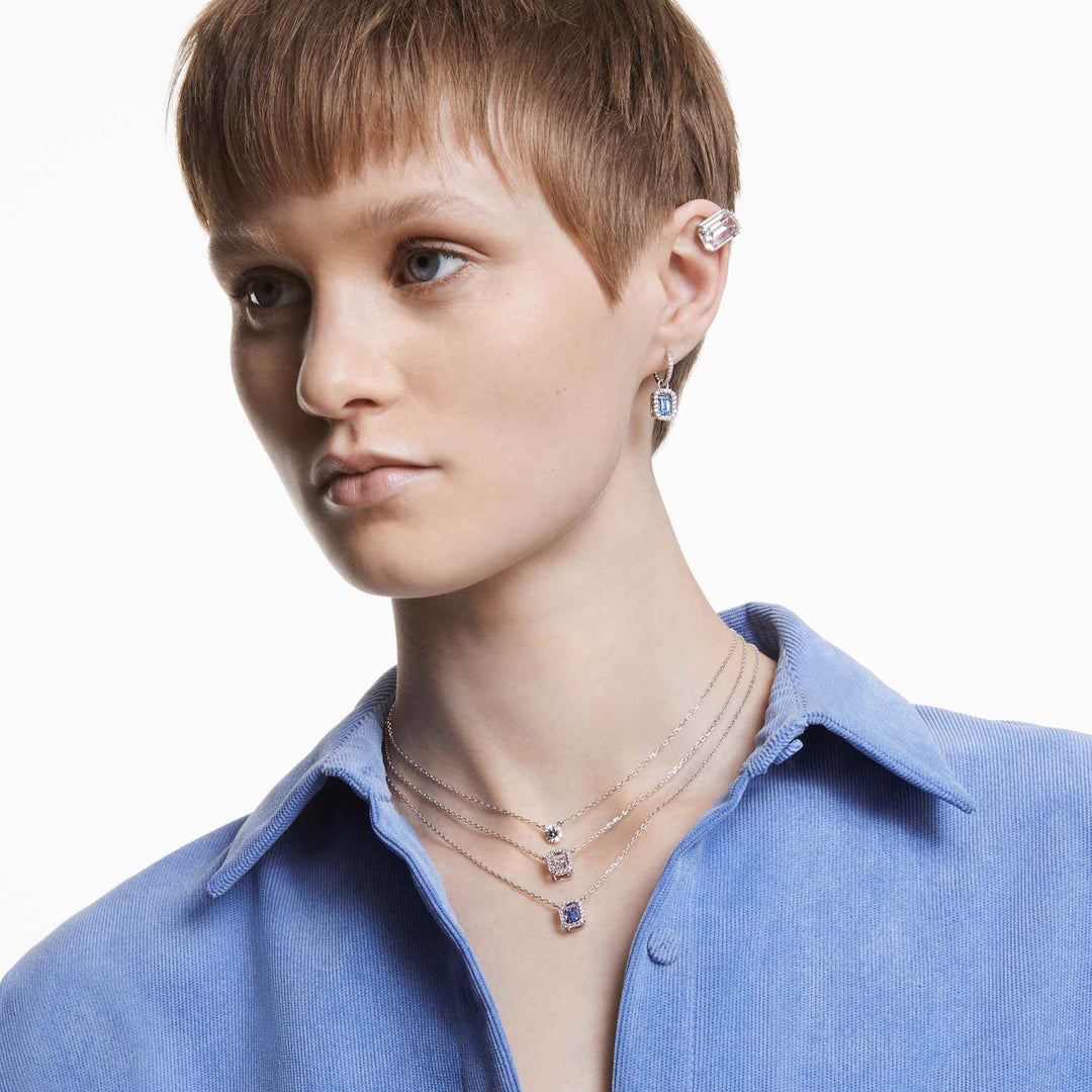 Niche Jewellery Swarovski Dancing Crystals Millenia Square Necklace - White with Rhodium Plating detail