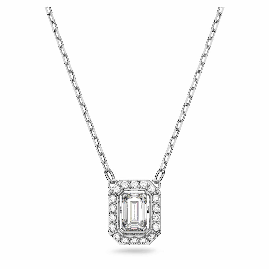 Niche Jewellery Swarovski Dancing Crystals Millenia Square Necklace - White with Rhodium Plating