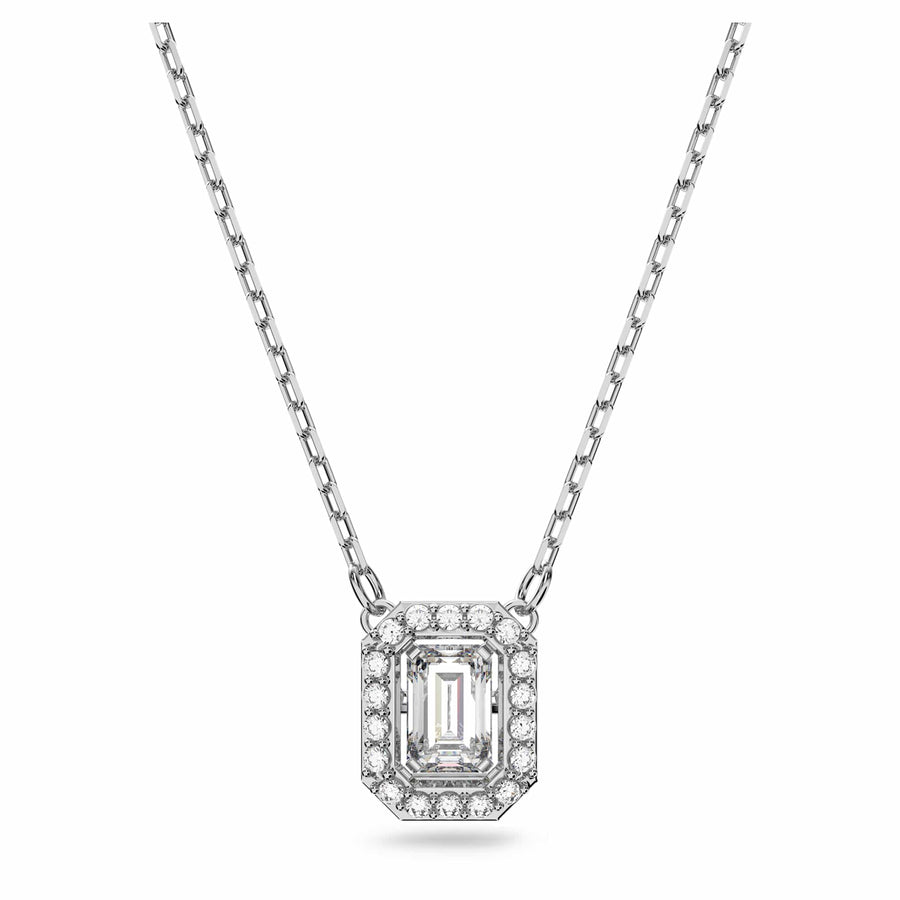 Niche Jewellery Swarovski Dancing Crystals Millenia Square Necklace - White with Rhodium Plating