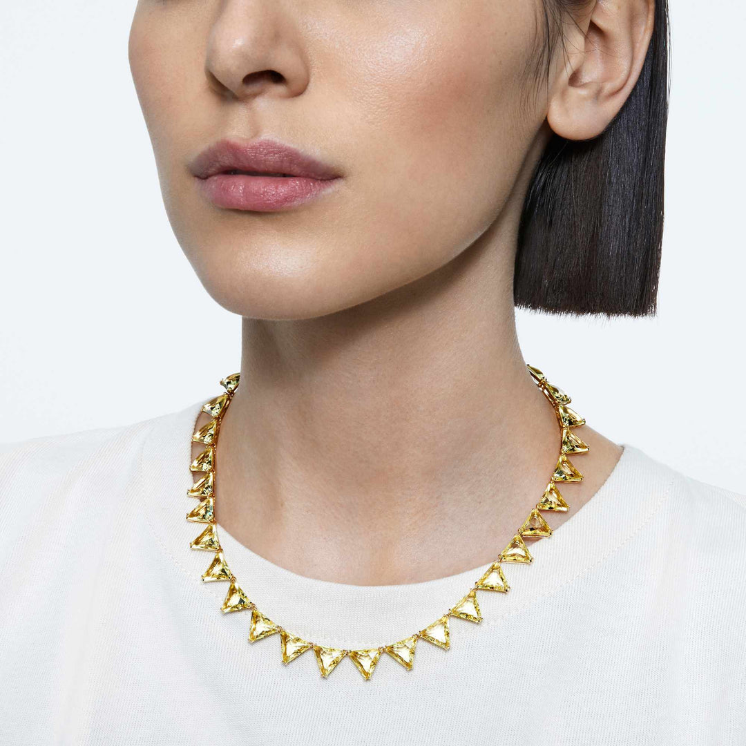 Niche Jewellery Swarovski Millenia Necklace Triangle - Yellow with Gold Tone Plating detail