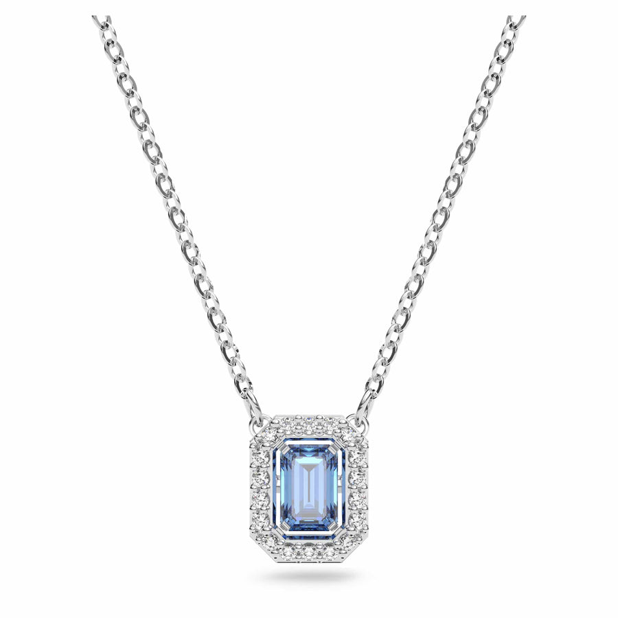 Niche Jewellery Swarovski Millenia Octagon Cut Pendant - Blue with Rhodium Plating