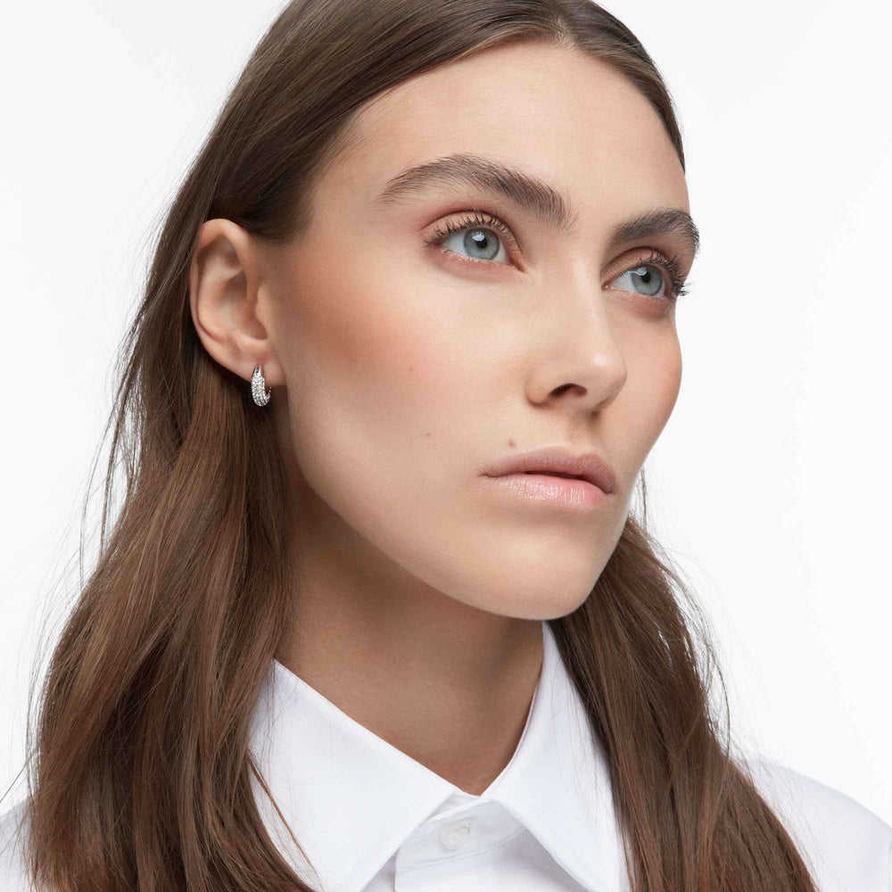 Niche Jewellery Swarovski Dextera Round Hoop Earrings Small - White with Rhodium Plating detail