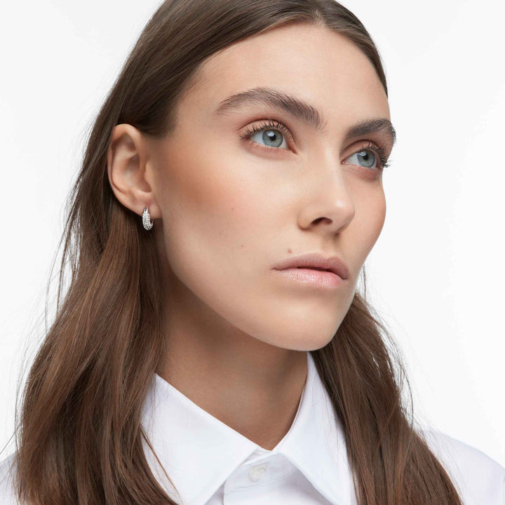 Niche Jewellery Swarovski Dextera Round Hoop Earrings Small - White with Rhodium Plating detail