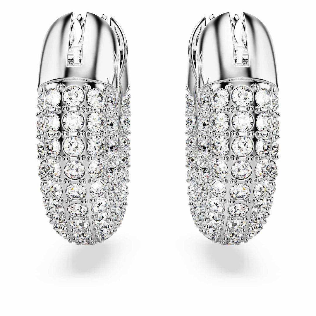 Niche Jewellery Swarovski Dextera Round Hoop Earrings Small - White with Rhodium Plating detail