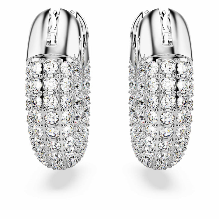 Niche Jewellery Swarovski Dextera Round Hoop Earrings Small - White with Rhodium Plating detail