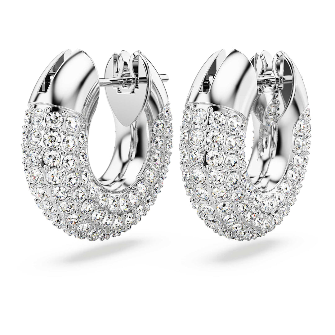 Niche Jewellery Swarovski Dextera Round Hoop Earrings Small - White with Rhodium Plating detail